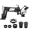 Professional Jewelry Microscope with Spring Arm and Universal Mount 7-45X Continuous Zoom Large Aperture Copper Lens 95-300mm Working Distance Wide Angle Stereo Microscope