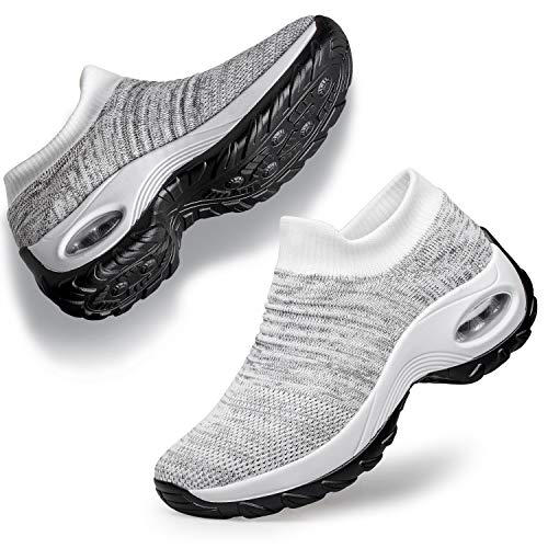 YHOON Women's Walking Shoes - Sock Sneakers Slip on Mesh Platform Air Cushion Athletic Shoes Work...