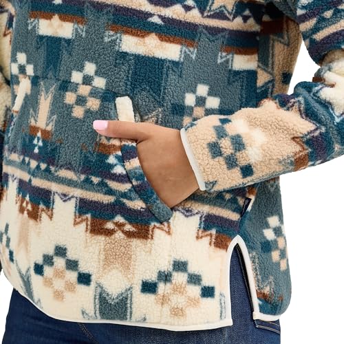 Wrangler Dusty Blue Retro Quarter Ziip Sherpa Women's Pullover Jacket 1123672834