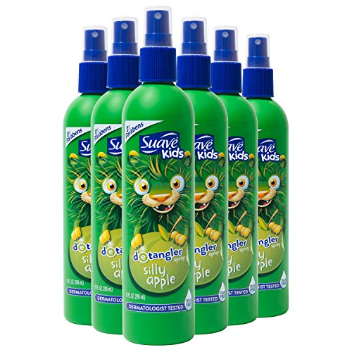 Suave Kids Detangler Spray For Tear-Free Styling Silly Apple Dermatologist-Tested Hair Detangler Formula, 10 Fl Oz (Pack of 6)