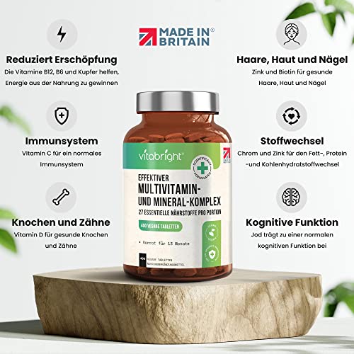 Multivitamin und Mineralien – 400 vegane Multivitamintabletten – Vorrat für 13 Monate – 27 Vitamine und Mineralien pro Tablette für Frauen und Männer – Keto-geeignet –... – Bild 3