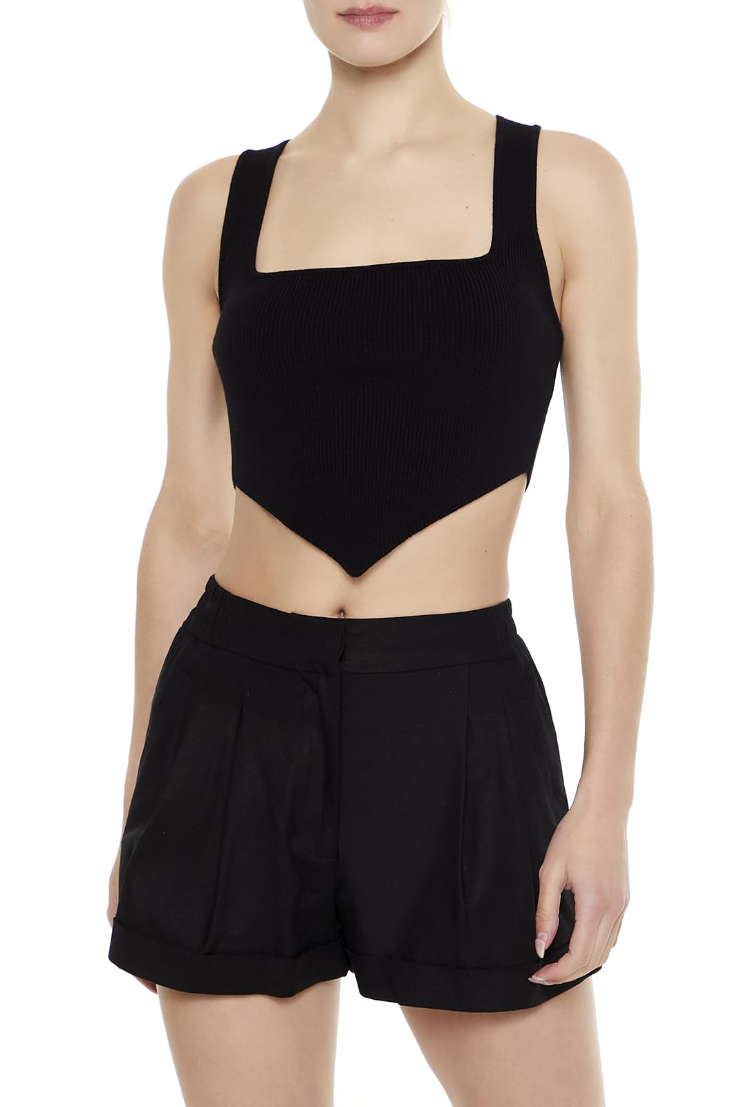 Forever 21 Womens Ribbed Sweater-Knit Crop Top