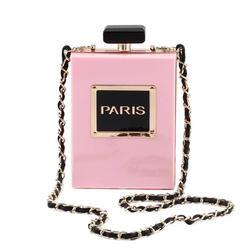 Rosasha Pink Paris - Bolso de noche con botella de perfume con...