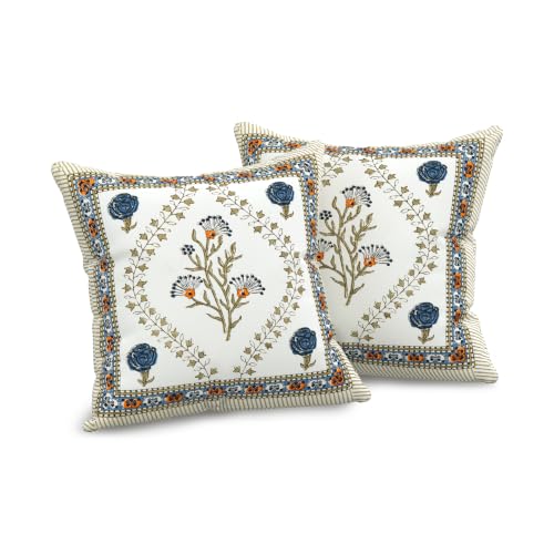 Image of BLOCKS OF INDIA 200TC Diwan Set Cotton 8 Piece | Deewan Printed Bedsheet Sets for Living Room Hall (Set of 8 Piece, 1-Bed Sheet | 2-Bolster Cover | 5-Cushion Cover (Color 50)