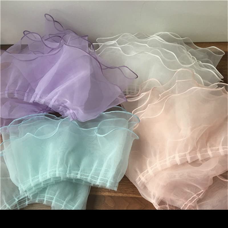 Koronkowe wykończenie, 14 cm, 1 jard, dwuwarstwowe, plisowane, tkanina organza, wykończenie falbany, koronkowe wykończenie 3D, obroża ślubna, akcesoria do szycia DIY (różowy, jednowarstwowy) (biały