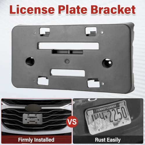 Image of License Plate Bracket Accessories for Chevrolet Chevy Malibu 2019 2020 2021 2022 2023 2024 2025, Front Bumper License Plate Holder Replacement Frame Black Mount