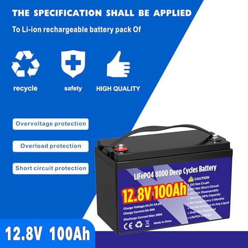 Image of 12V 100Ah LiFePO4 Lithium Battery, Group 31 1280Wh Lithium Iron Phosphate Battery 8000+ Deep Cycles Long Lifespan with Built-in BMS Low Temperature Battery for Trolling Motor, RVs, Solar System