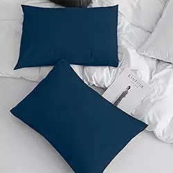 Par de Fronhas Premium na Cor Azul Marinho, em Tecido Percal Flex 400 Fios-FS