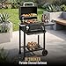 CosmoGrill Outdoor Jr. Smoker Barbecue Charcoal Portable BBQ Grill, Built-in Thermometer, Adjustable Charcoal Pan and Chimney, Wheels, Storage | Compact Coal BBQ Smoker for Home Garden Party Cooking