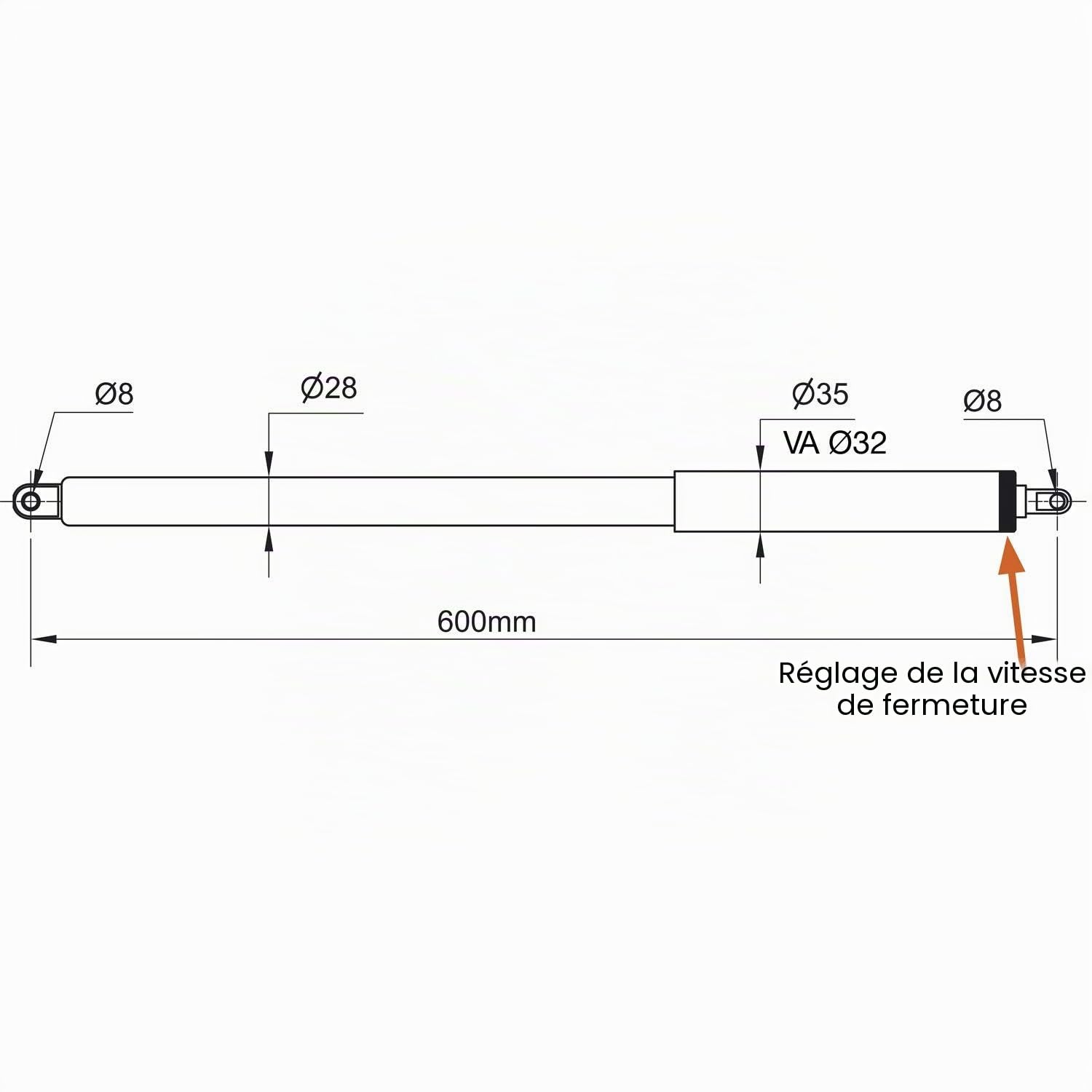Ferme-porte Dictator Direkt II 150, largeur de porte jusqu'à 1200 mm, acier galvanisé ; 1 pièce