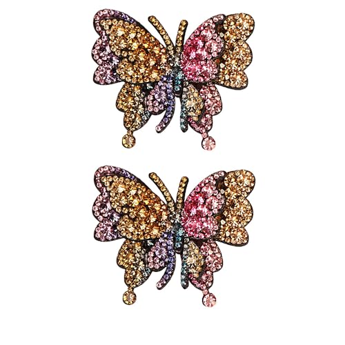 NOIAFZY 2pcs Detachable Rhinestone Double-Layer Bow Shoe Buckles - Sparkling High Heel Decor Accessories for Women