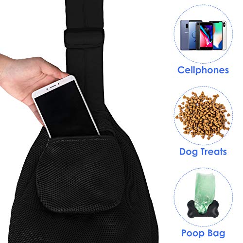 Dog Padded Papoose Sling, Small Pet Sling Carrier Hands Free Carry Adjustable Shoulder Strap Reversible Tote Bag with a Pocket Safety Belt Dog Cat Traveling Subway (5-12lbs, Mesh Fabric-Black) Dog Padded Papoose Sling, Small Pet Sling Carrier Hands Free Carry Adjustable Shoulder Strap Reversible Tote Bag with a Pocket Safety Belt Dog Cat Traveling Subway (5-12lbs, Mesh Fabric-Black)