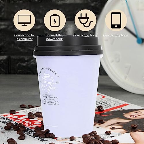 Humidifiers For Bedroom, 300Ml Cool Mist Humidifiers, Usb Mini Cute Coffee Cup Humidifier, Car Humidifier, Purple Desk Humidifier, Small Humidifier, Low Noise, Auto Shut-Off For Plant, Office(Purple) #TOP3
