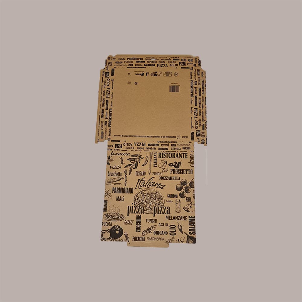 Lucgel Boîtes à pizza à emporter, 33 x 33 x 3 cm, carton Havane naturel, style vintage, lot de 100 pièces