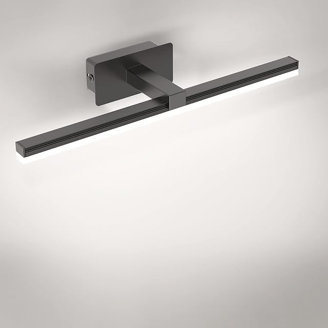 Kimjo LED Mirror Lights 9W, Bathroom Mirror Lamp Neutral White 4000K Mirror Front Lighting 40cm Bathroom Cabinet Lighting 720LM Mirror Wall Lamp Black for Bathroom Toilet Bedroom Vanity (No Switch)