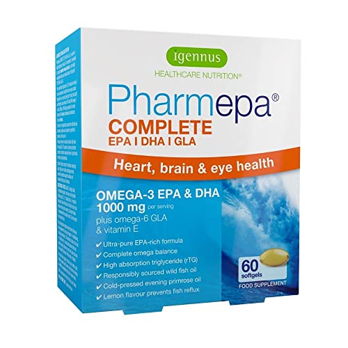 Pharmepa COMPLETE Omega 3 Fischöl und Omega 6- GLA Nachtkerzenöl 1000 mg EPA & DHA, schnell wirkende rTG Form, 60 Kapseln Cover