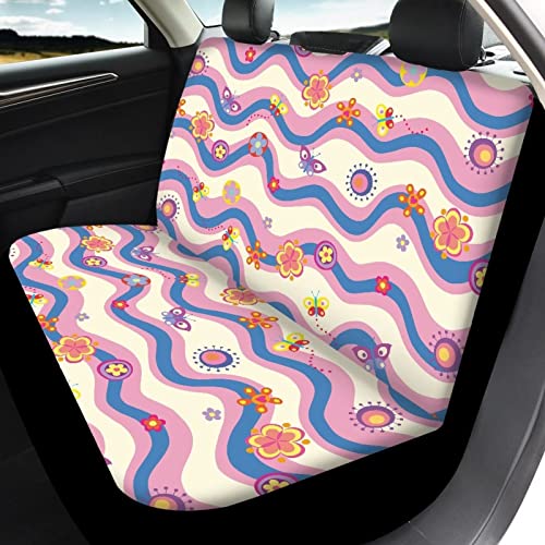 Image of Universal Auto Car Seat Cover Full Set Colorful Butterfly Print Stylish Durable Easy Install Car Seat Protector for Women Breathable Comfortable Front Back Seat Cover Universal Fit Most Cars Trucks