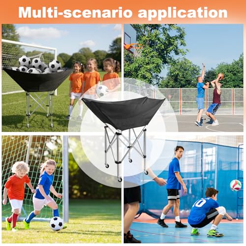 Hubxinly Collapsible Hammock Ball Cart with Carry Bag Volleyball Cart with Wheels Volleyball Training Equipment Ball Holder for Easy Storage and Transport