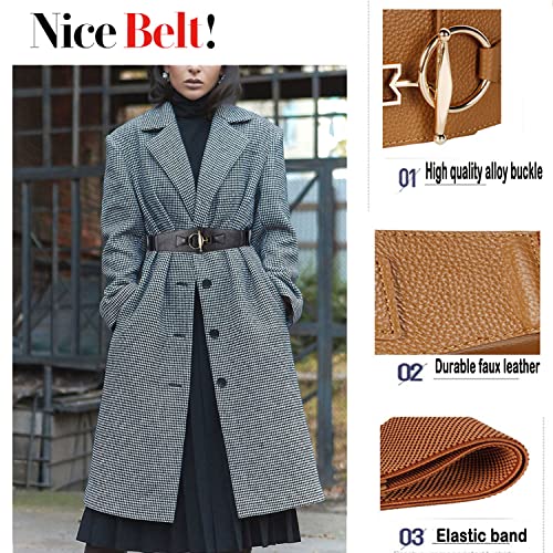 Vintage Wide Genuine Leather Belts for Women Elastic Waist Belt for Dresses and Jeans2