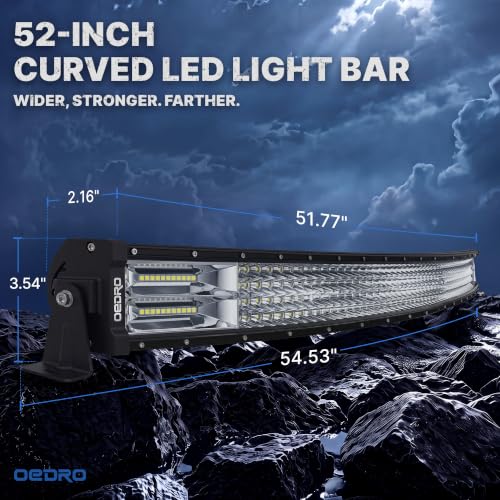 Image of OEDRO 52Inch Curved LED Light Bar 1525W Quad-Row with Wiring Harness