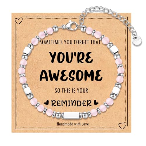 Image of Easter Basket Stuffers for Teens Girls Gifts Trendy Stuff, Tiny Beaded Bracelets Easter Gifts Birthday Graduation Jewelry Gifts for Teenage Girls Daughter Granddaughter Niece, Small, Pink