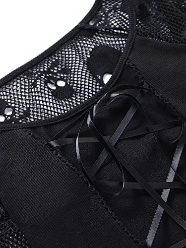 TSMNZMU Womens Summer Gothic Crop Tops Punk Skull Mesh Short Sleeve T-Shirt Crewneck Grunge Alt Shirt for Emo Gir2