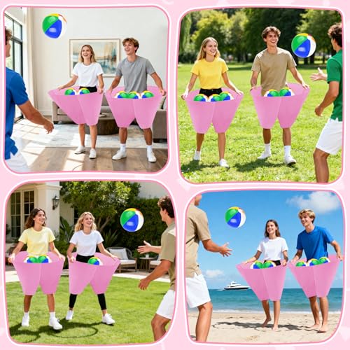 Image of Granny Pants Outdoor Game with 8 Bouncy Balls and 1 Air Pump (Random Colors), 2PCS Granny Pants Game Baby Shower Funny Party Game for Adults & Family, Giant Pants Catch Granny Pants Yard Game