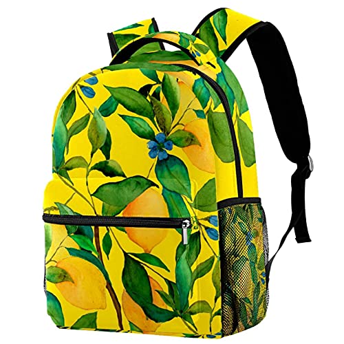 Sac à dos pour homme et femme motif agrumes jaune et vert citron multicolore