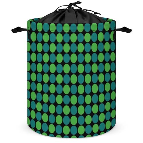 Cesto de ropa sucia grande, plegable, con estampado de lunares marinos y cordón ajustable, ideal para guardar artículos esenciales en dormitorios universitarios.