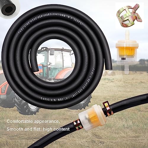 1/2 Inch 10Ft Fuel Line Hose Push Lock NBR Rubber SAE 30R7 300PSI With 10Pcs Clamps Used In