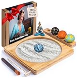 Home Moods Zen Garden for Desk - 11" Bamboo Sand Tray Therapy Kit | Meditation Gift | Sensory-Based Wellness Tool for Mindfulness & Emotional Support | Zen Decor