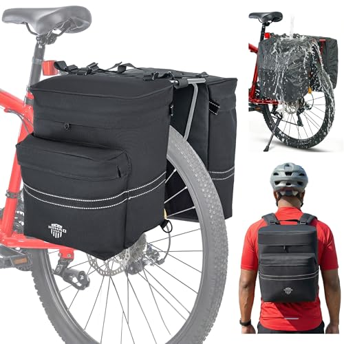 Nomad USA 34L Bicycle Saddlebags Pair XL 2-in-1 Bike Panniers Converts to Backpack Carry Bag...