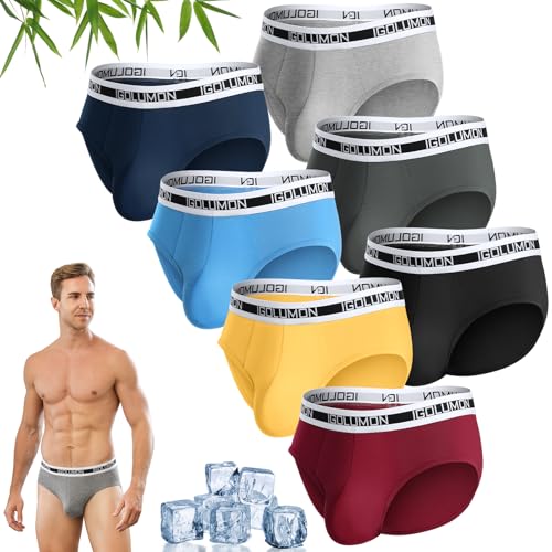 IGOLUMON Mens Underwear Briefs 7 Pack Bamboo Rayon Briefs for Men Support Pouch No Fly Tag-Free Rear Coverage Underwear