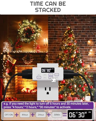 Image of [2 Pack] Indoor Countdown Timer Outlet, NEARPOW Auto Shut Off Timers with Large Screen, Customize Countdown, Repeat and Memory Function, Eectrical Outlets for Charger Lights, 3-Prong Grounded Outlet