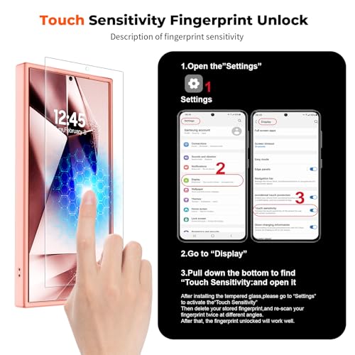 Image of SUPFINE Magnetic for Samsung Galaxy S24 Ultra Case with Screen Protector, (Built-in Magnets) (Military Grade Drop Protection) Slim Translucent Shockproof Phone Case,Light Pink