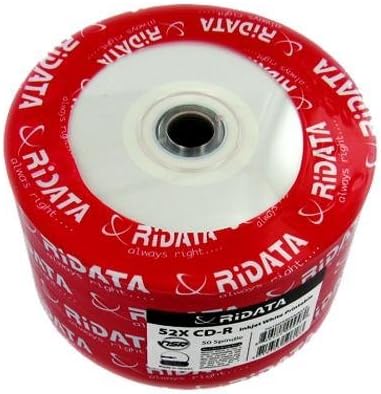 600 Ritek Ridata 52X CD-R 80min 700MB White Inkjet Hub Printable