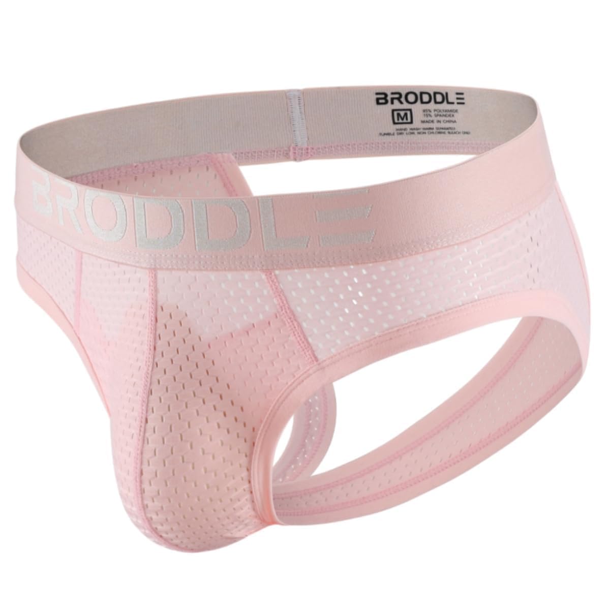 Broddle Men's Pink Mesh Padded Pouch Athelic Supporters Breathable Jockstrap Elastic Waistband Low Rise