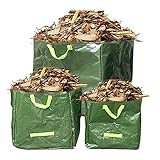 GreenBuy 3pcs Garden Waste Bag 20/27/45 Gallons Thick Heavy Duty PE Cloth Water Proof 4 Handles Reus