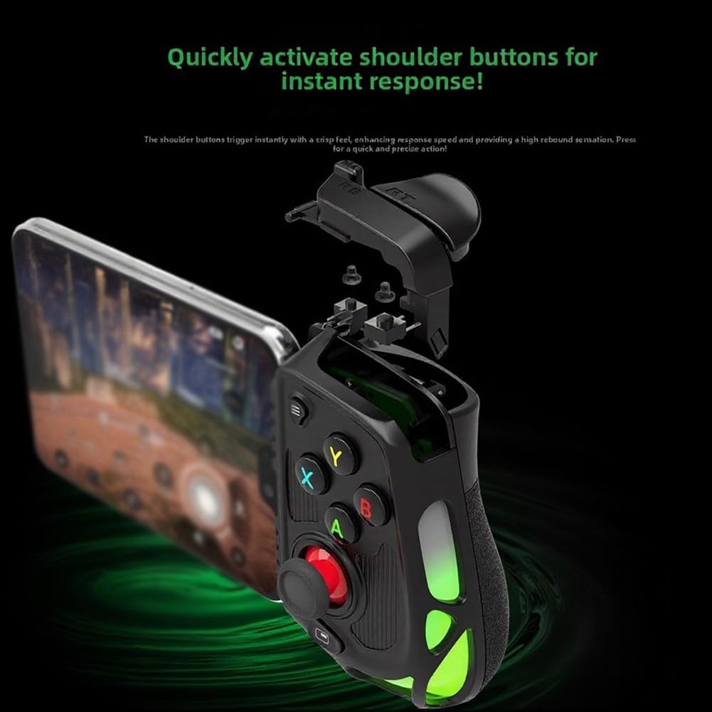Hoppipola Controller di gioco ergonomico per Android e iOS, joystick Dual Hall per un controllo preciso, impugnatura portatile in ABS, colore nero