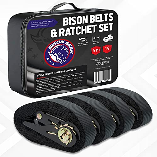 Bison Gear BG0002B 4 X 800Kg 6M Ratchet Tie Down Straps thumb #2