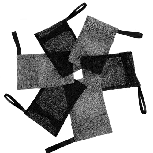 Operitacx Bolsa de Jabón para Ducha 6 Piezas (negro y Gris), Bolsa Exfoliante de Malla para Pastillas de Jabón, Reutilizable para Limpiar Rostro, Manos y Cuerpo, Almacenamiento y Frote
