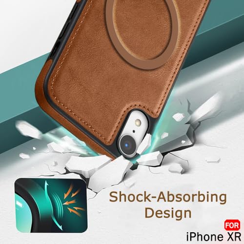Image of TheGiftKart Genuine Leather Finish Back Cover Case for iPhone XR | Shockproof Design | Raised Edges for Camera & Screen Protection | Stunning Minimalist Design Cover (MagSafe Compatible, Brown)