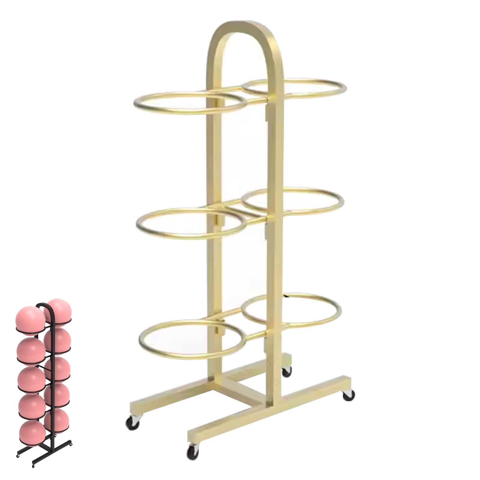 Supporto per palla da yoga, carrello da palestra portatile, supporto per attrezzatura sportiva, design salvaspazio per studi e centri fitness