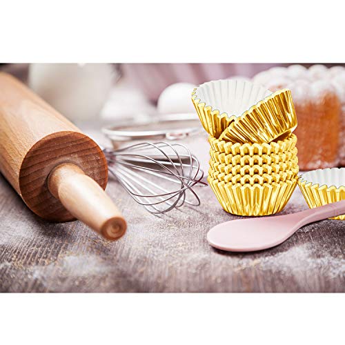 Image of Sumind 400 Pcs Mini Foil Cupcake Liners Holiday Baking Cups, Gold