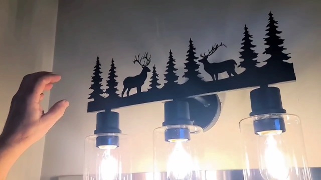 Image of Rustic Bathroom Light Fixtures, 3-Light Farmhouse Vanity Lamp with Bear Design and Clear Glass Shade, Black Wall Lighting for Bathroom, Hallway, Kitchen, Porch