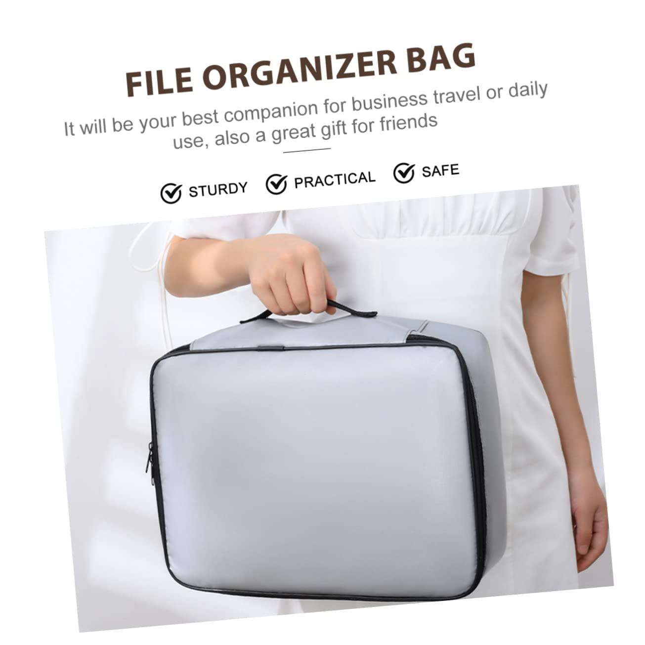 Borsa Documenti a 3 Strati in Fiberglass Fabric con Lucchetto | Capacità Ampia, Portatile per Viaggio e Uso Quotidiano, per Organizzare File e Documenti