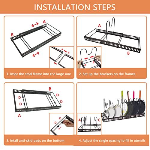 Pot Lid Organizer,Lid Organizer,Expandable Detachable Pot And Pan Organizer For Cabinet With 7 Adjustable Dividers,Not Easy To Tilt Or Bend Heavy Iron Pan Organizer Rack For Cabinet Organizer