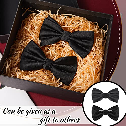 Image of Geyoga 2 Packs Bow Ties for Men Bow Ties Boys Bow Tie Costume Bow Ties Solid Clip on Bow Tie for Wedding Party
