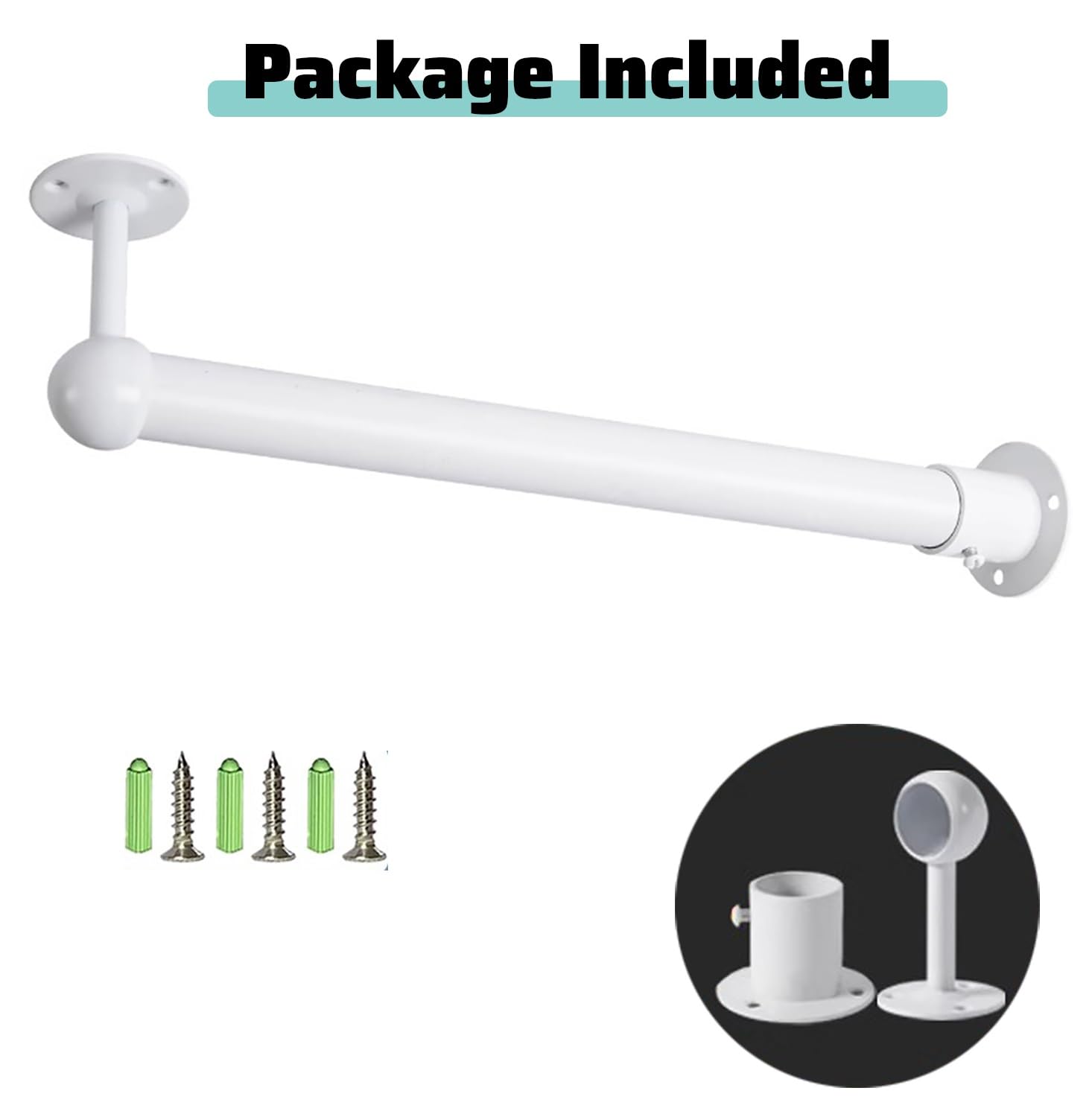 Heavy Du L-Sd Tringle de placard – Tringle de placard de 40 cm pour espaces d'angle, tuyau à suspendre au plafond au mur, cheville de rechange pour Sto Soluts