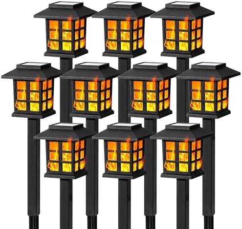 GIGALUMI Solar Lights Outdoor Waterproof 10 Pack, LED Garden Decor
